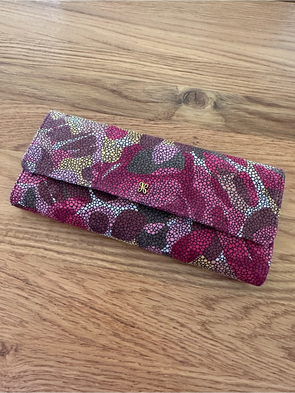 HOBO “JILL” Leather Floral Trifold Wallet